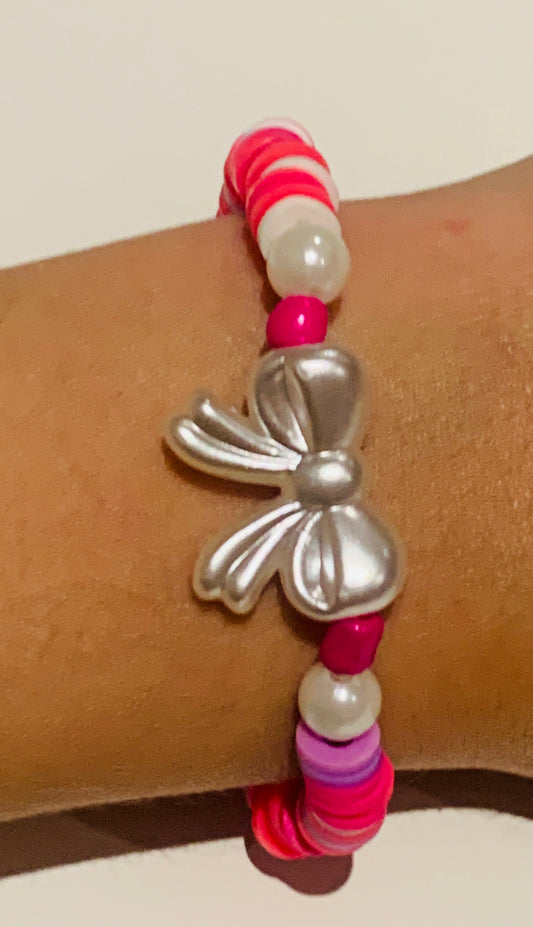 Pink bow bracelet