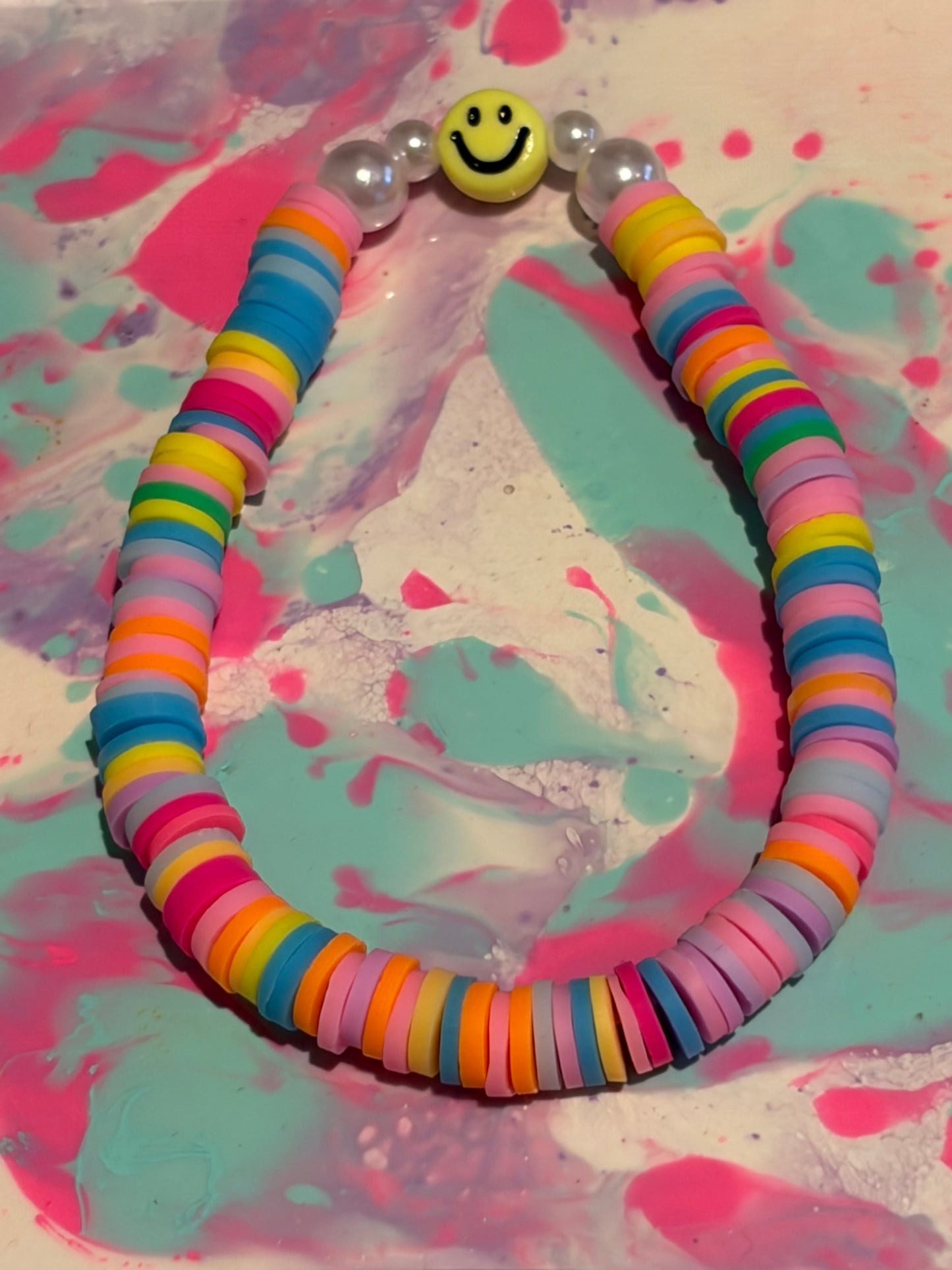 Bright rainbow smiley face bracelet