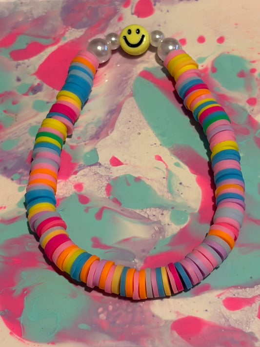 Bright rainbow smiley face bracelet