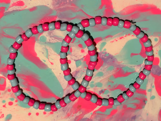 Pink and blue seed bead bracelet