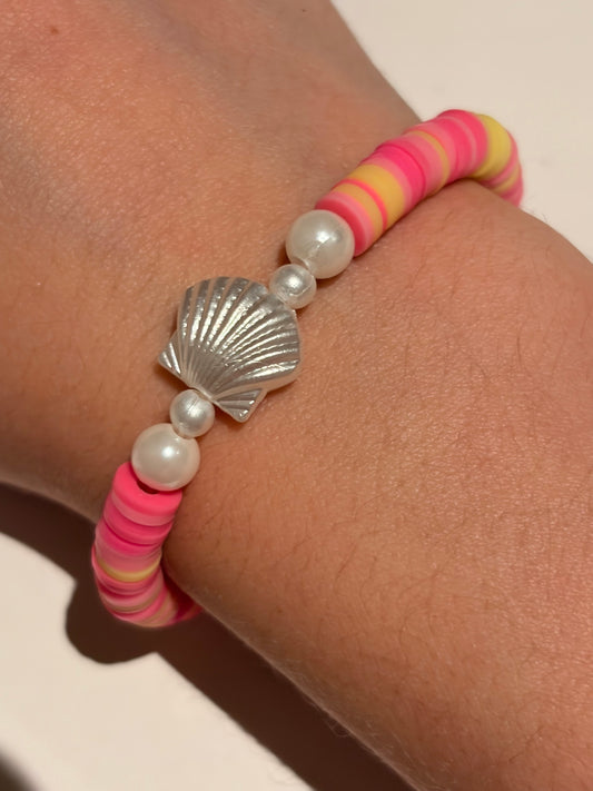 Yellow and pink shell bracelet