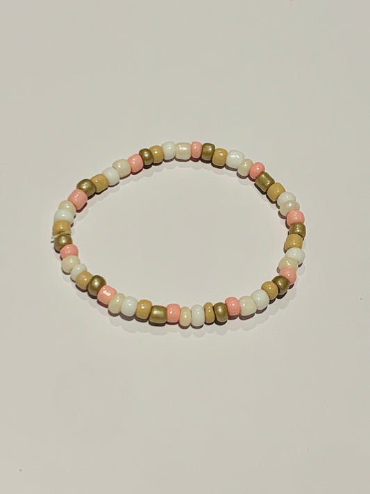 Brown and pink seed bead bracelet