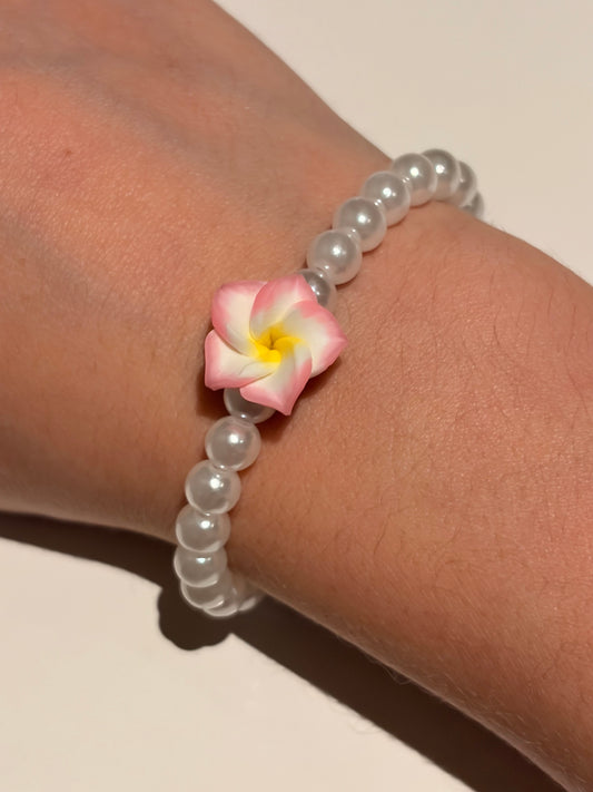Pink flower bracelet