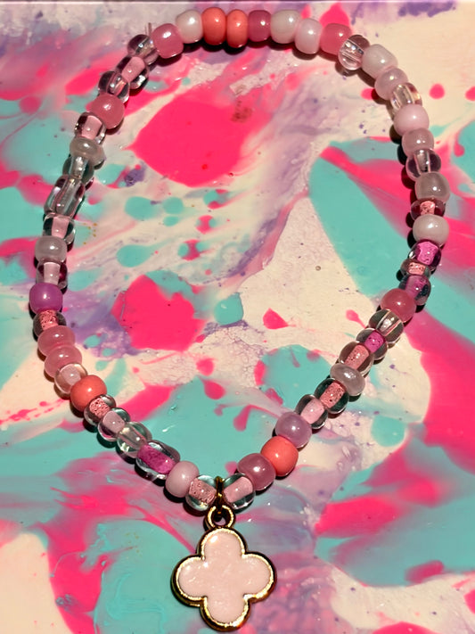 Pink clover bracelet